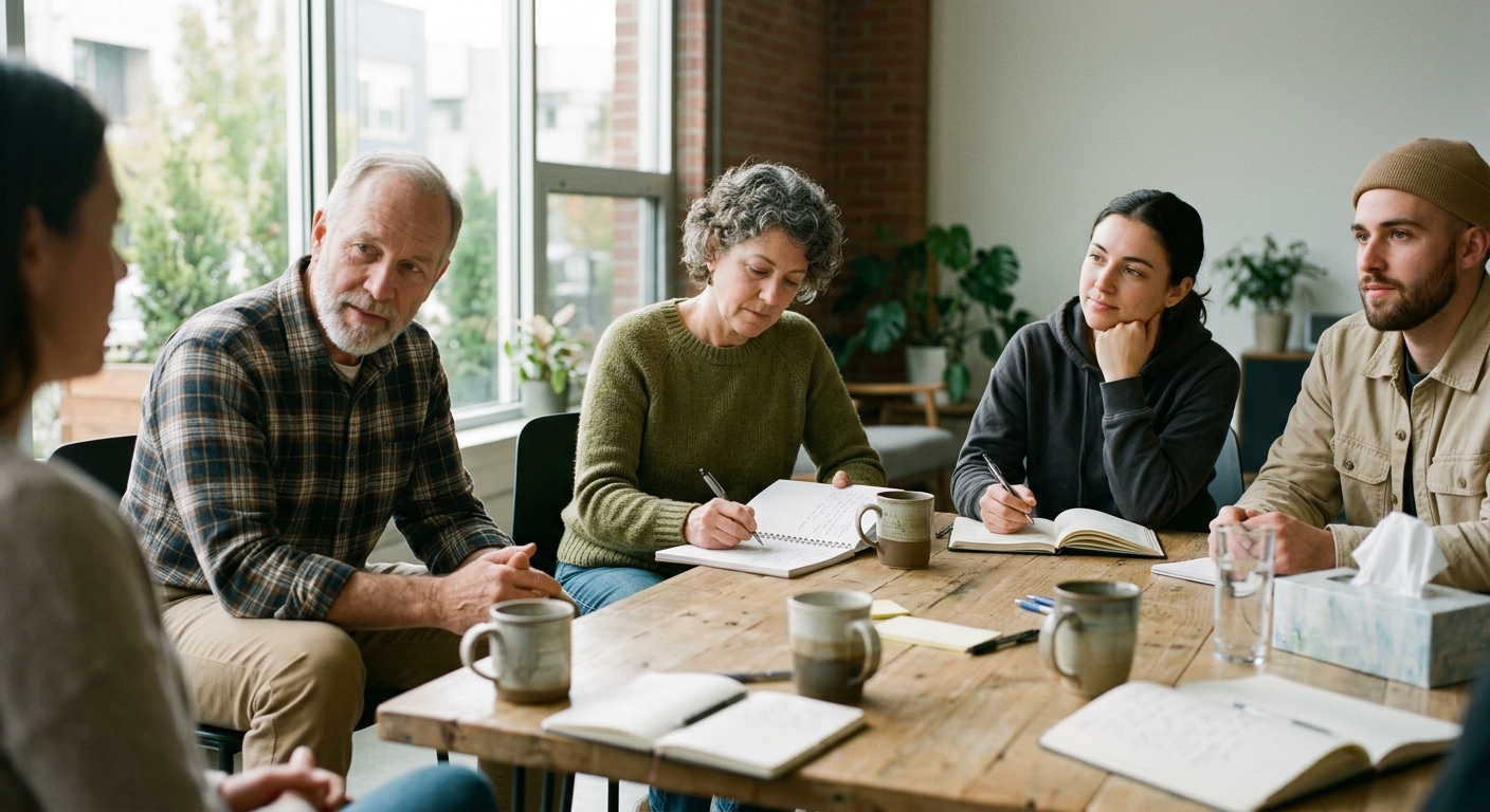 People working through a plan together